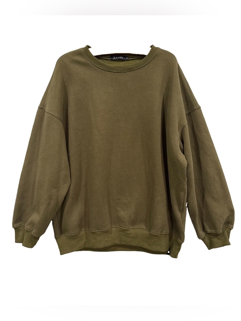 EFan Oversized Fleece Sweatshirt in Olive Green